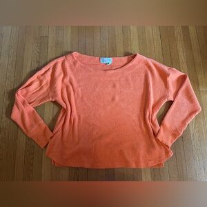 Anthropologie Saturday Sunday Catrina Waffle Knit Lounge Top in Orange